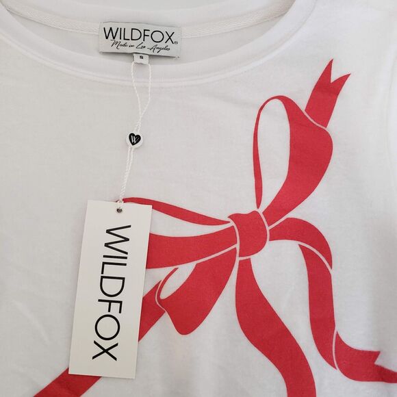 NEW!! Wildfox SIZE S Gift Wrapped Bow White Lightweight Sweater Sweatshirt Top - Picture 5 of 12